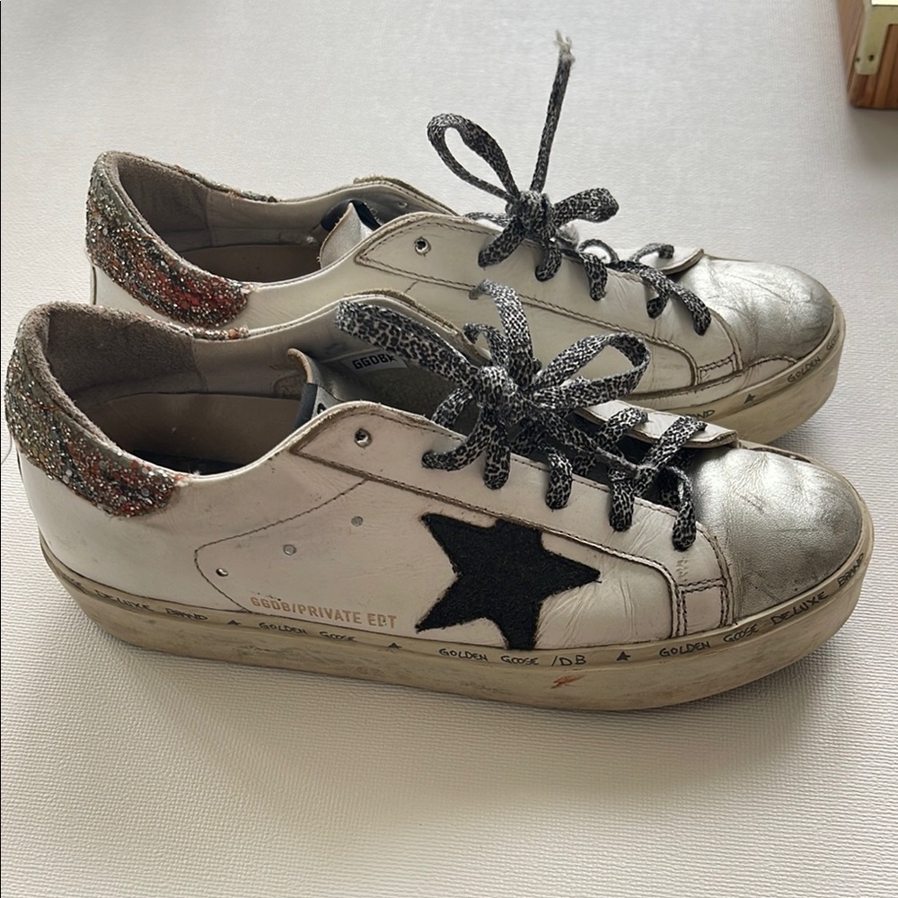 Golden Goose Women's Silver and Black Sneakers